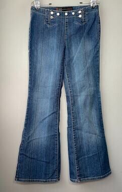 Yada Yada Blue JeEans Size 9 Flare Bareback Y2K Festival Hippie Slit Leg Boho